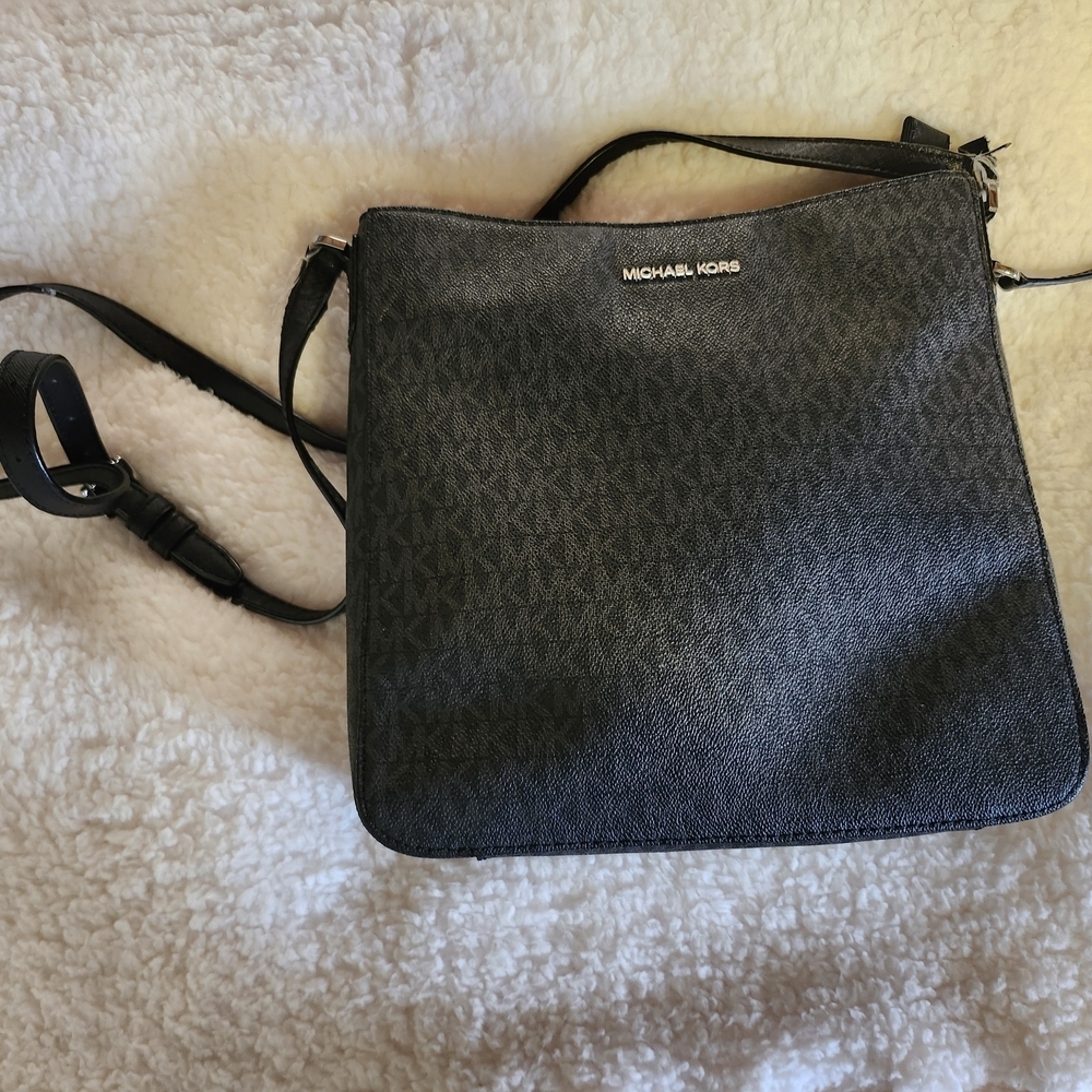 Michael Kors Black and Dark Gray MK Logo Crossbody - Picture 3 of 4